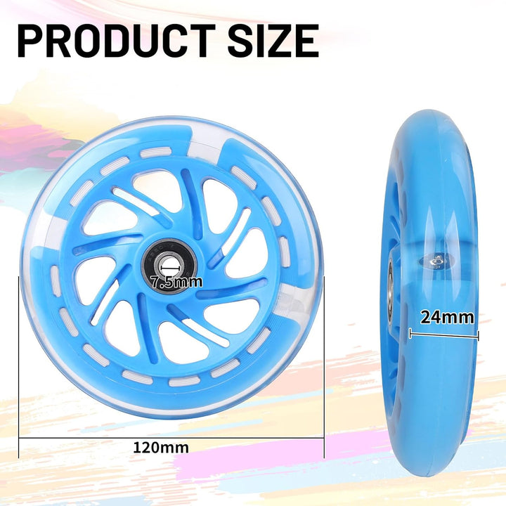 Leuchtende Stunt Scooter Rollen, 2 Stück LED-Lichtrollen, 120mm Led Scooter Ersatzräder Räder mit AB
