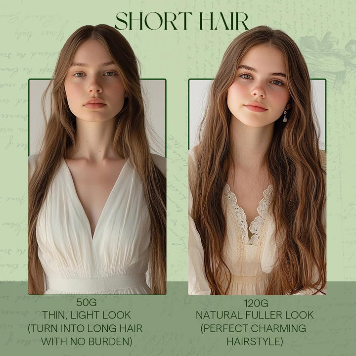 RUNATURE Echthaar Extensions Clip Braun Blond Echte Haare 25cm 7 Stück Clip in Extensions Echthaar B