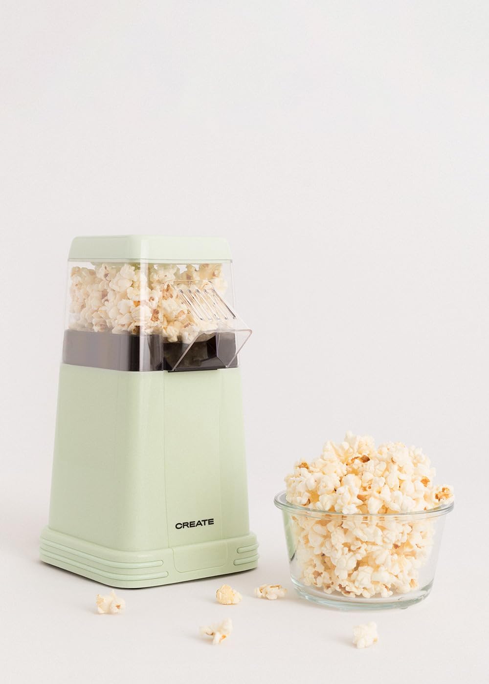 CREATE Popcorn-Maker / Elektrischer Popcorn-Maschine, Mattgrün, ohne Öle oder Fette, leicht zu reini