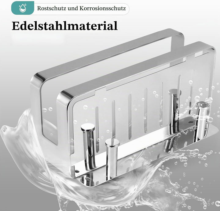 Duschablage Edelstahl Badezimmer Organizer, Duschregal mit Haken für Shampoo und Duschgel (Silber) (