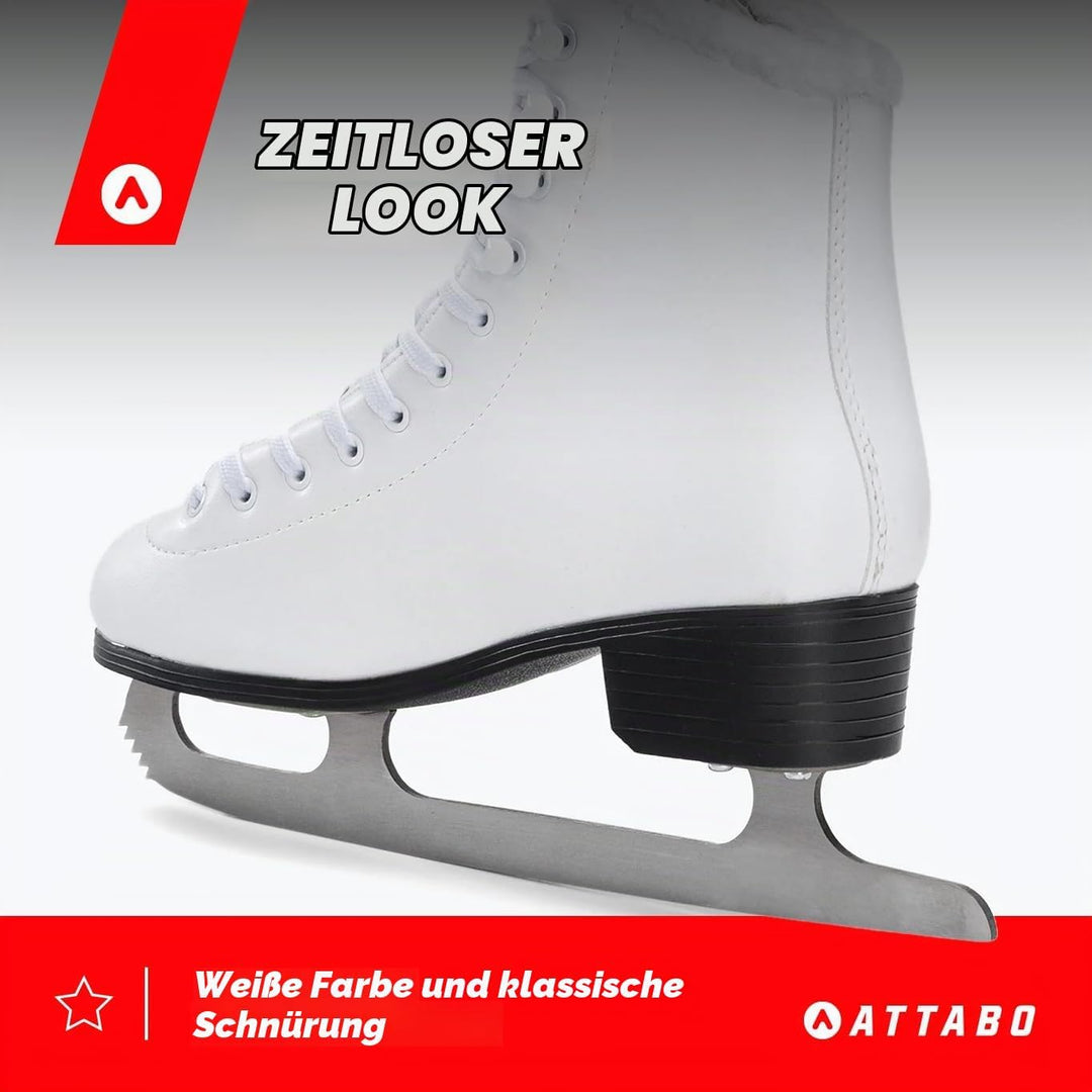 ATTABO Eiskunstlauf Schlittschuhe Kinder | Kufe aus Edelstahl, Klassische Schnürung, Verstärkte Hake
