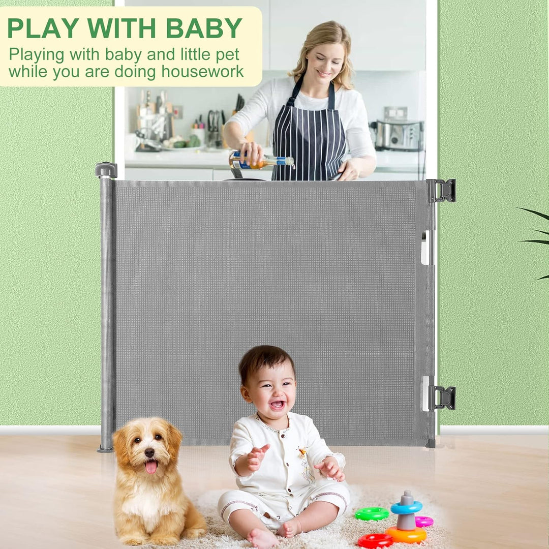 MYPIN Türschutzgitter Ausziehbar, 0-180cm Treppenschutzrollo Hund Türgitter und Baby Treppenschutzgi