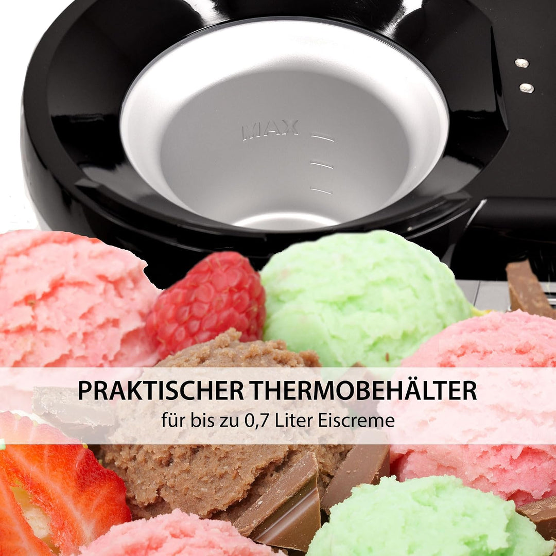 Gino Gelati Selbstkühlende Eismaschine Jalis Speiseeismaschine Eisbereiter, Silber/Schwarz, Edelstah
