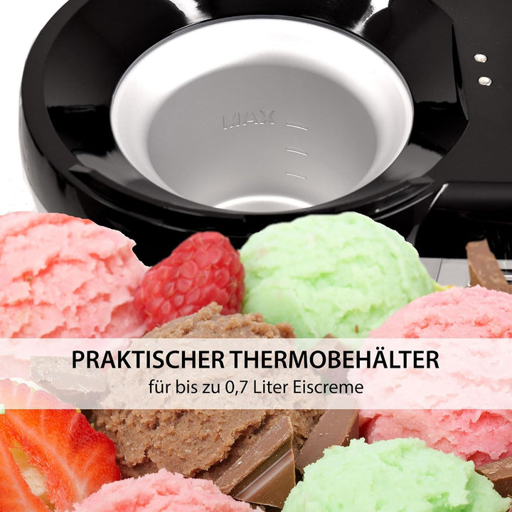 Gino Gelati Selbstkühlende Eismaschine Jalis Speiseeismaschine Eisbereiter, Silber/Schwarz, Edelstah