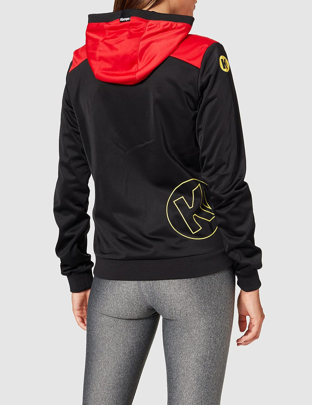 Kempa Herren Emotion 2.0 Kapuzenjacke, schwarz/Rot/Gelb, L