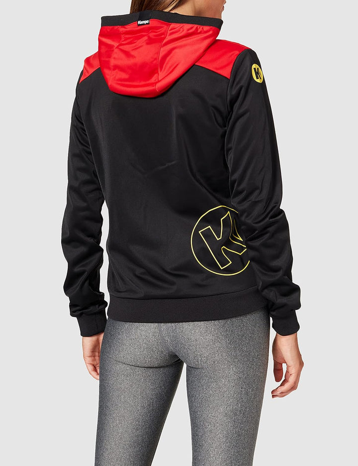 Kempa Damen Emotion 2.0 Kapuzenjacke Damen Kapuzenjacke, XL schwarz/Rot/Gelb