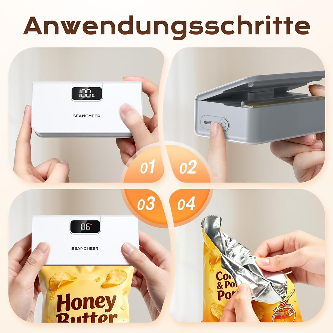 SEANCHEER Wiederaufladbares Mini Folienschweissgerät mit Magnet &amp; Schneider | Tragbares Beutelversch