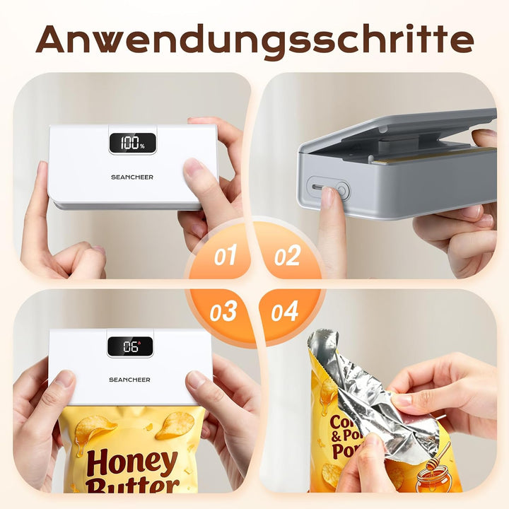 SEANCHEER Wiederaufladbares Mini Folienschweissgerät mit Magnet &amp; Schneider | Tragbares Beutelversch