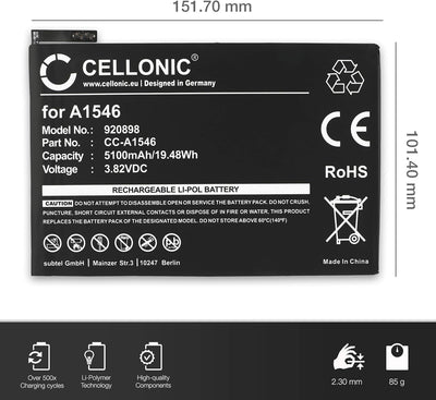 CELLONIC® Ersatz Akku A1546 für iPad Mini 4 (A1538/A1550) 5100mAh + Werkzeug-Set 17tlg Ersatzakku fü