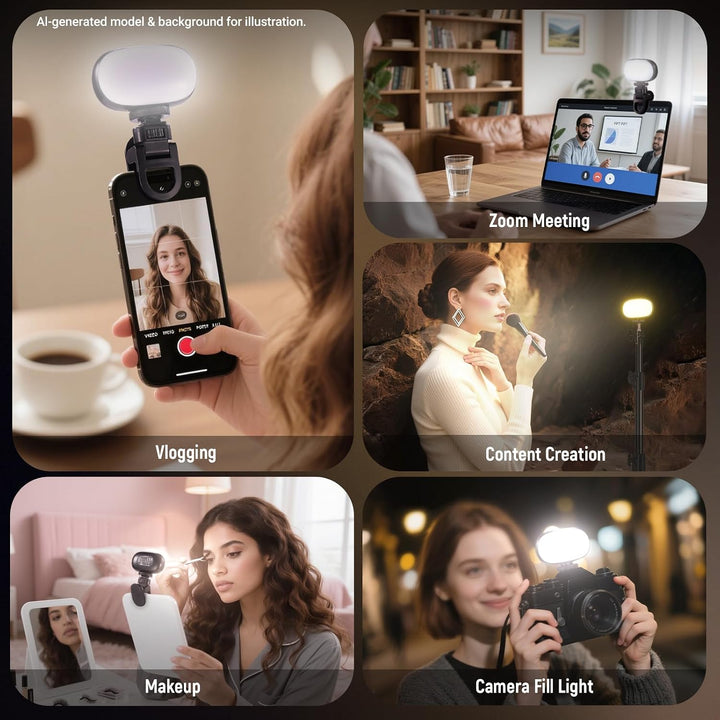 NEEWER BASICS Selfie Licht, Tragbares Handy Videolicht, 3W Clip on kleine LED Videoleuchte, Cold Sho
