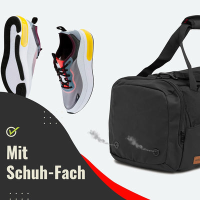 achilles Sporttasche mit Schuhfach, Fitness-Tasche, Trainingstasche, Gym-Bag, Reisetasche, Schwarz,