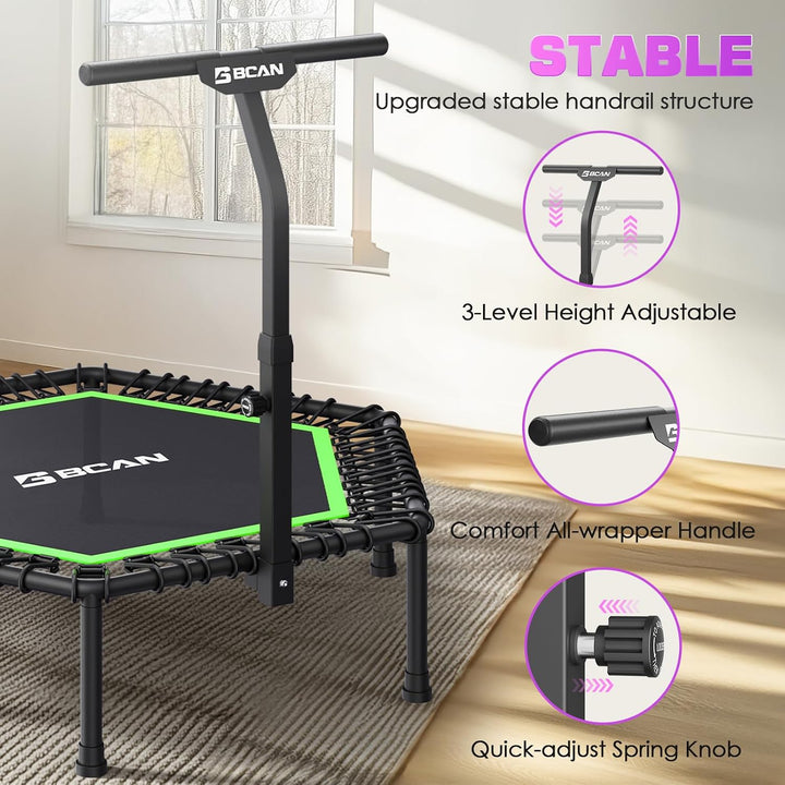 BCAN Fitness Trampolin Indoor Ø 122/133 cm, Trampolin Erwachsene bis 250 kg, Bodentrampolin mit vers
