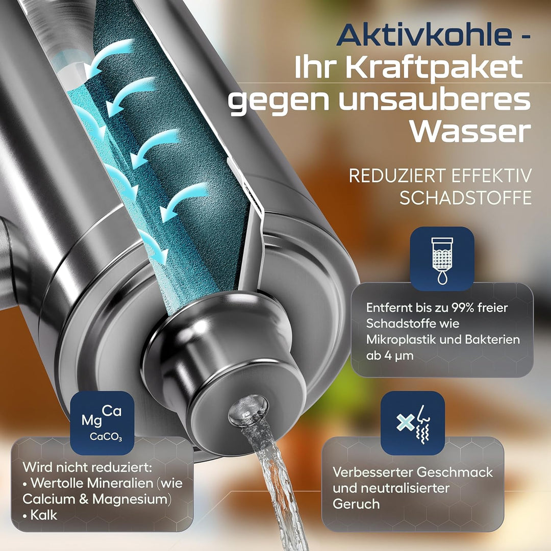 VILTARO® Wasserfilter Kartusche mit Kalkschutz | Filterkartusche für Wasserfilter Wasserhahn | Wasse