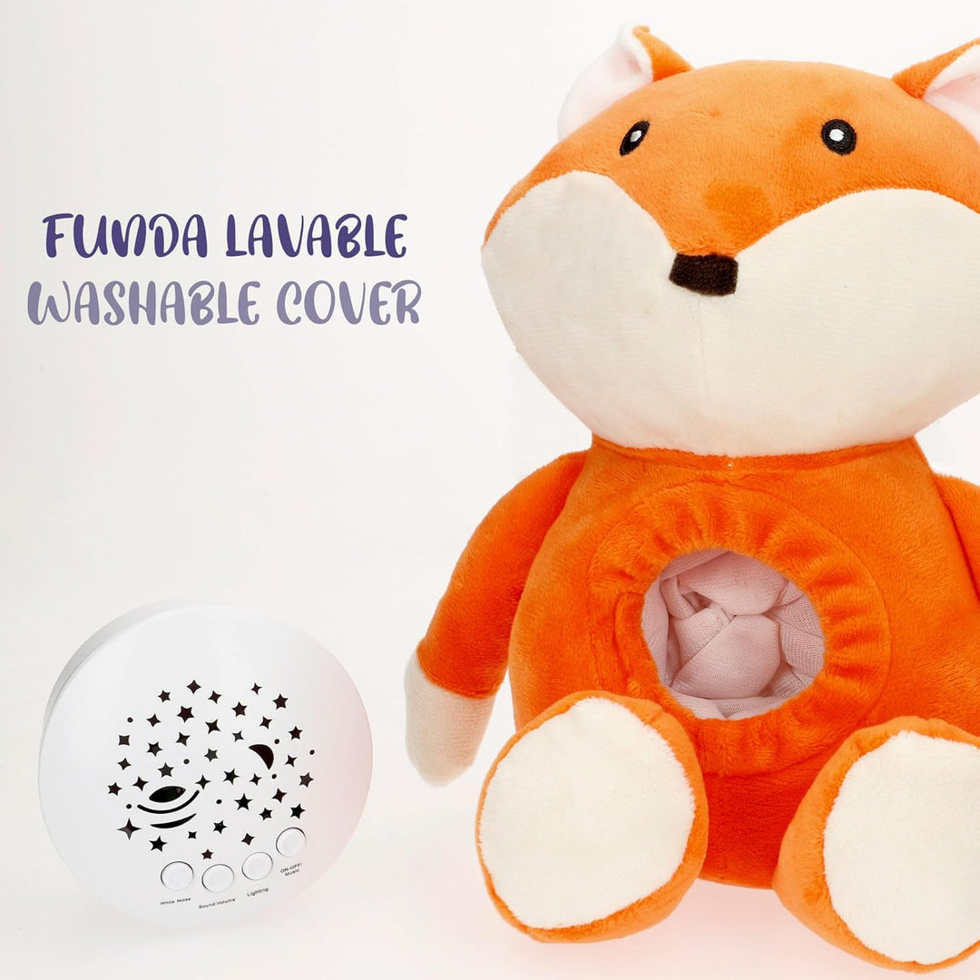 COLORBABY Genial Baby Projektor, Sterne, Fuchs, 27 cm, Nachtlicht und Timer, Plüschtier zur Entfernu