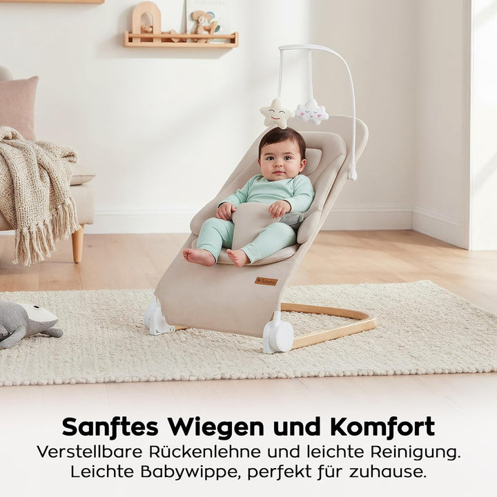 Tulano Moon 50 | Babywippe für Neugeborene, Babyschaukel ergonomisch mit verstellbarer Rückenlehne,