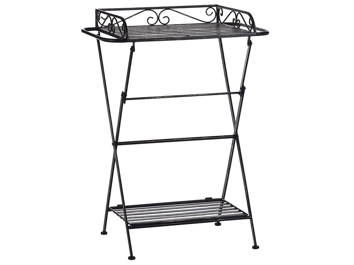 Retro Bad Beistelltisch mit 2 Ablagen aus Metall in Schwarz Blumentisch Ancud