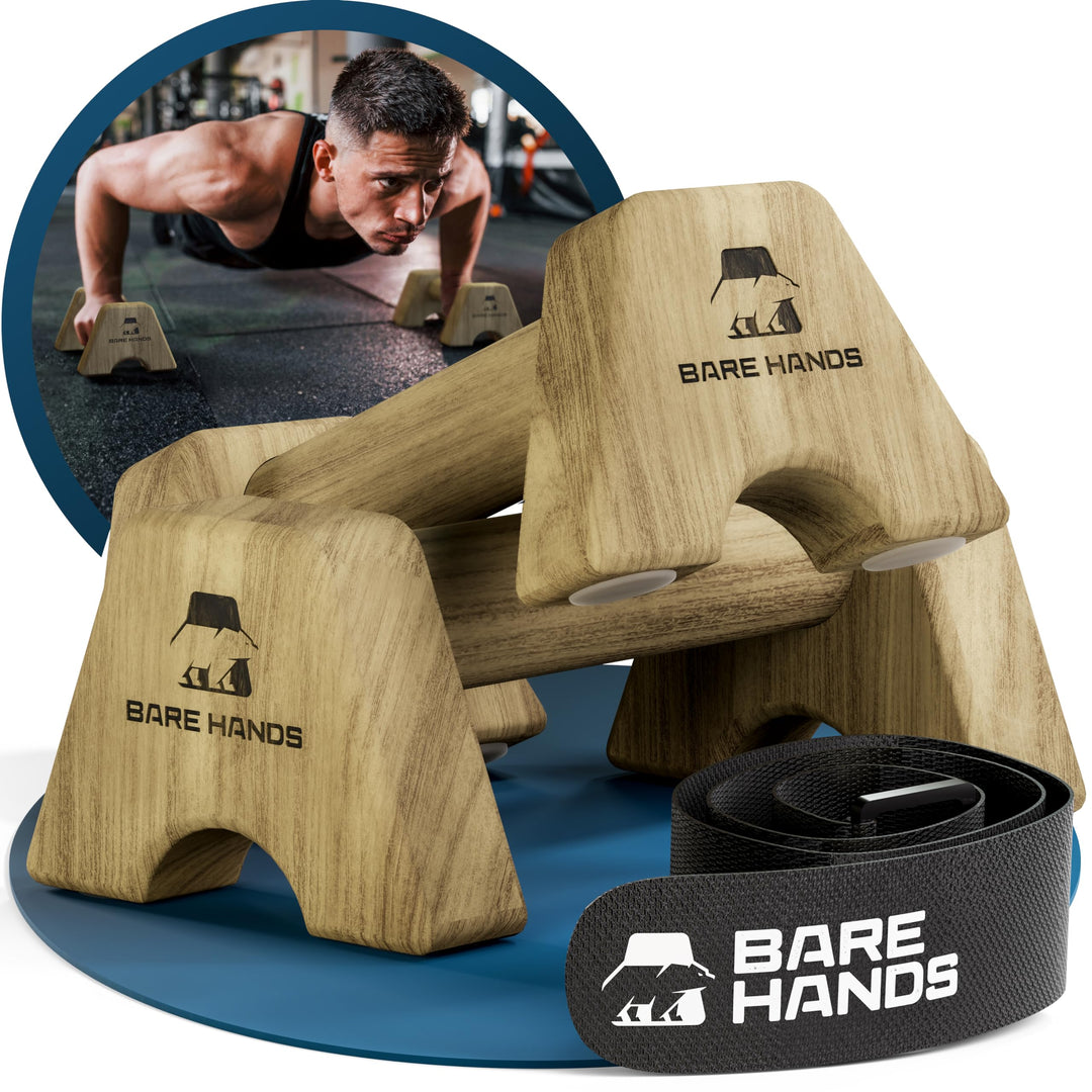 BARE HANDS Liegestützgriffe – 2x gelenksschonende & rutschfeste Holz Liegestützgriffe – Calisthenics