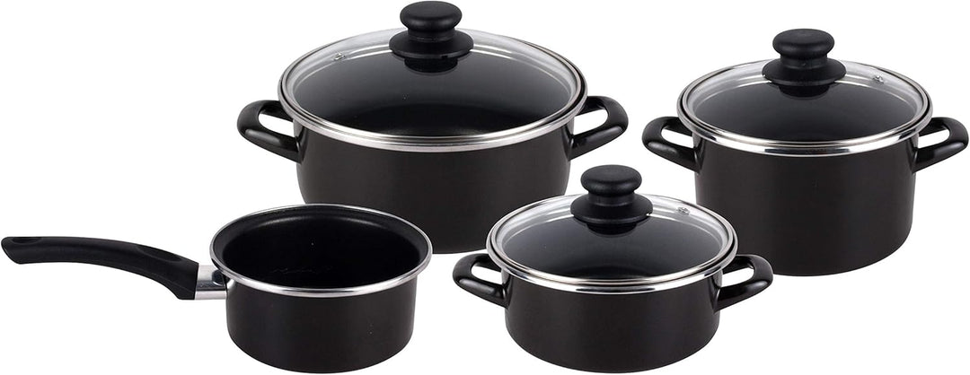 Magefesa Kenia Negra Kochgeschirr-Set, 7-teilig, emaillierter Aussenbereich, Antihaftbeschichtung, z