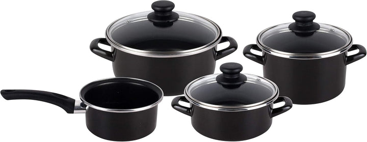Magefesa Kenia Negra Kochgeschirr-Set, 7-teilig, emaillierter Aussenbereich, Antihaftbeschichtung, z