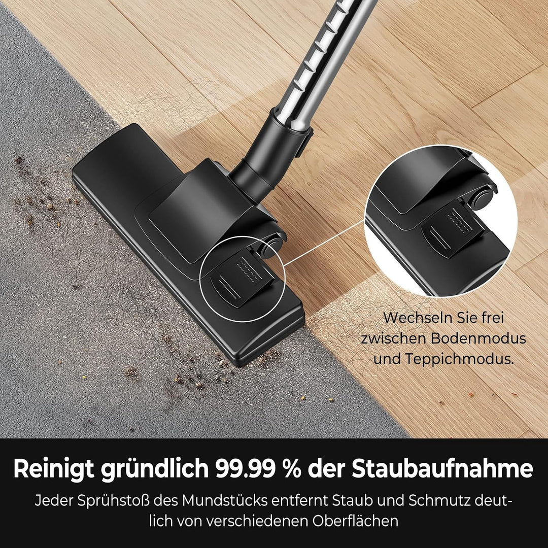 Staubsauger Ohne Beutel 2600W Kraftvoll, Bodenstaubsauger Beutellos Mit 21kPa Saugkraft, 1,5L Staubb