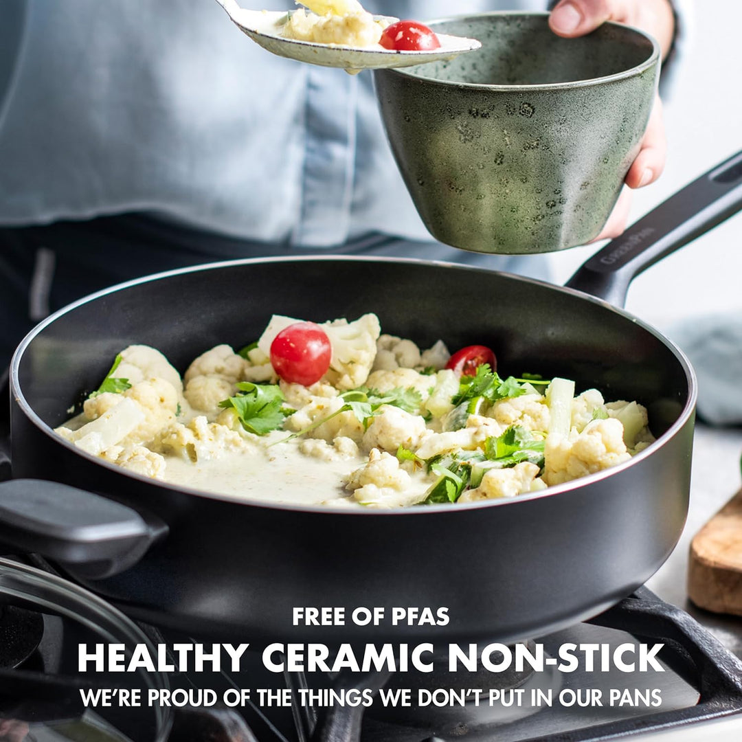 GreenPan Memphis Schmorpfanne (28 cm/4,2 L), gesunde keramische Antihaftbeschichtung, PFAS-frei, ind