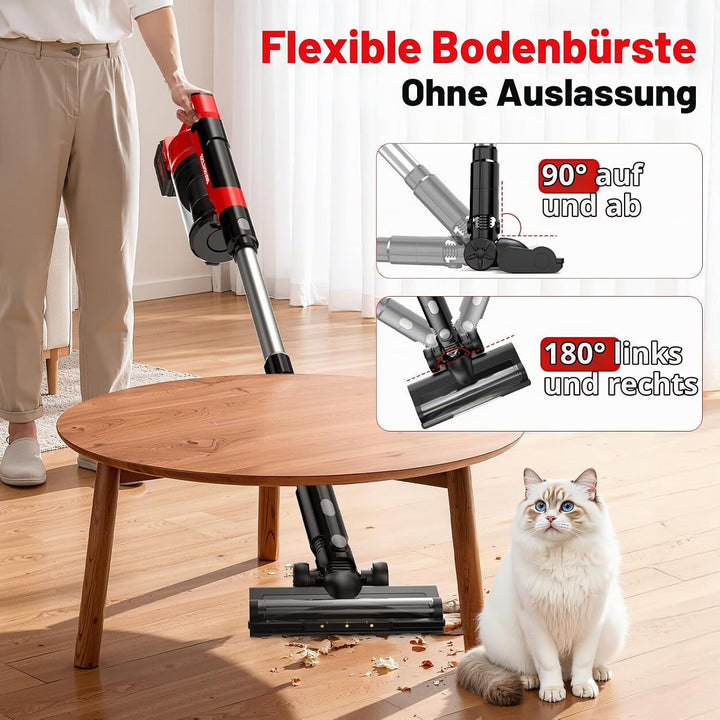 Akku Staubsauger,60000Pa/700W/70 Mins Staubsauger Kabellos mit 2 * 4,0 Ah Abnehmbaren Akkus,LED Touc