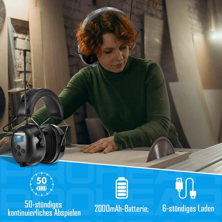 PROHEAR 033A (Upgraded) Gehörschutz mit Radio DAB +/Bluetooth/FM, Kopfhörer mit Radio mit Eingebaute