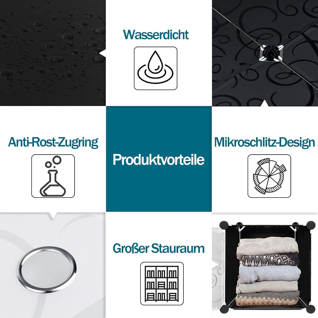 Regalsystem Steckregal aus Kunststoff Kleiderschrank mit Tür und Kleiderstange Schrank Schlafzimmer