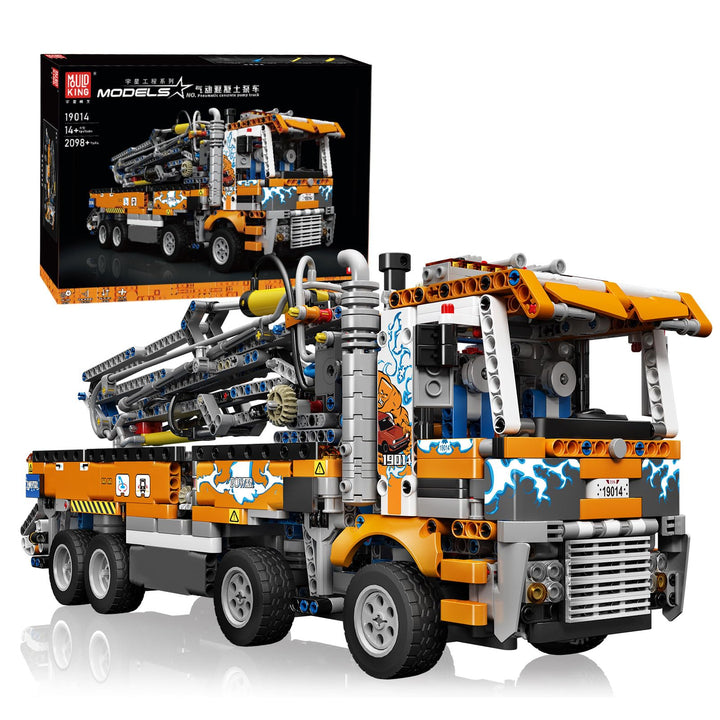 Mould King 19014 Schwerlast Abschleppwagen Bausteinsets, 2098 Teile MOC Betonpumpen-LKW-Baumodell, G