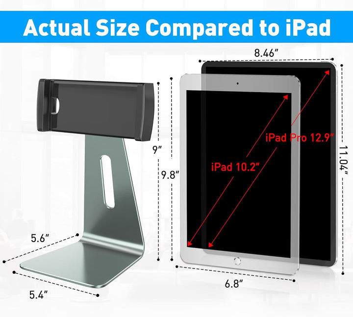 AboveTEK Verstellbarer Aluminium-Tablet-Ständer, 360° drehbarer Display-Halter für 7–12,9 Zoll iPad