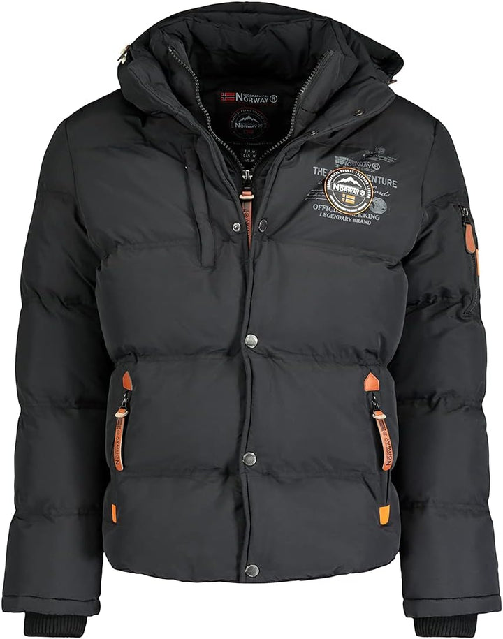 Geographical Norway Herren Winterjacke mit Kapuze Full Zip gefüttert Wind- und Kälteabweisend schnel