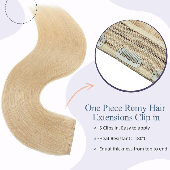 Haarteile Echthaar Extensions Clip in 1 Tresse 5 Clips Dick Haarteil Weich Haarverlängerung 100% Rem