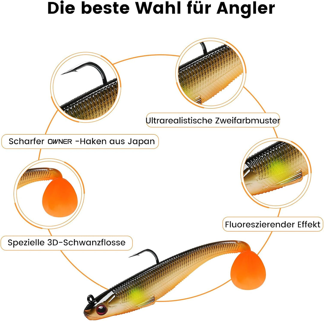 TRUSCEND Gummifische Angelköder für Forelle Zander &amp; Barsch, Kunstköder Angelausrüstung Gummiköder A
