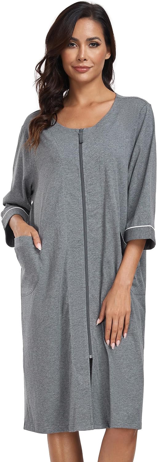 COLORFULLEAF 100% Baumwolle Morgenmantel Damen Bademäntel Leicht Kurz Sauna Kimono Weiche Frauen Nac