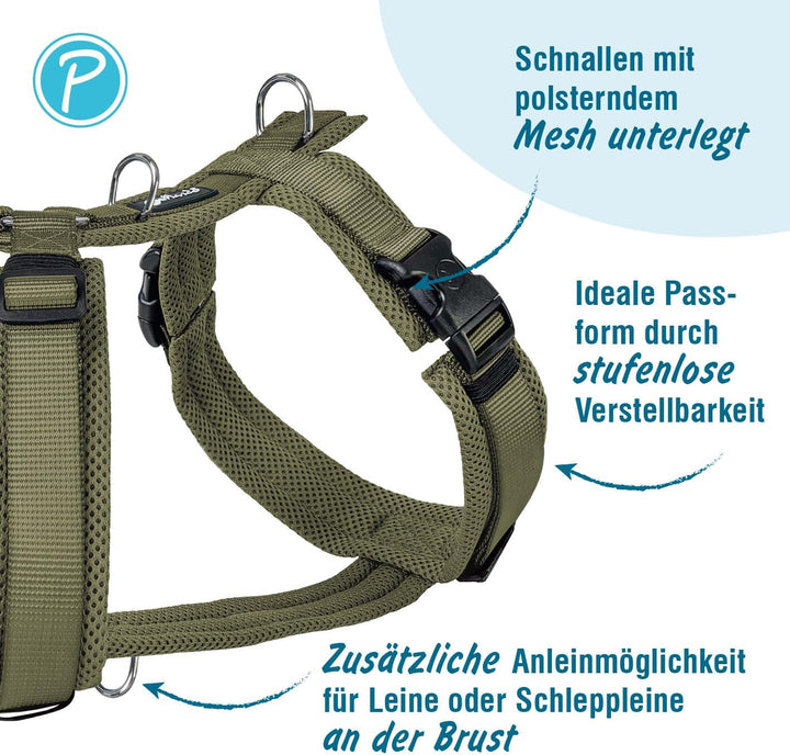 Petlando Hundegeschirr gepolstert, Mesh Y-Comfort, weich, stufenlos verstellbar, besonders leicht &amp;