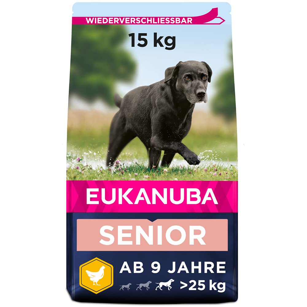 Eukanuba Hundefutter mit frischem Huhn für grosse Rassen, Premium Trockenfutter für Senior Hunde, 15