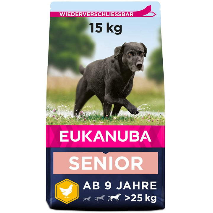 Eukanuba Hundefutter mit frischem Huhn für grosse Rassen, Premium Trockenfutter für Senior Hunde, 15