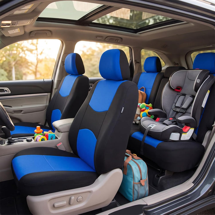5-Sitze Universal Autositzbezüge, Sitzbezüge Auto,Schonbezüge für Autositze Blau, Blau