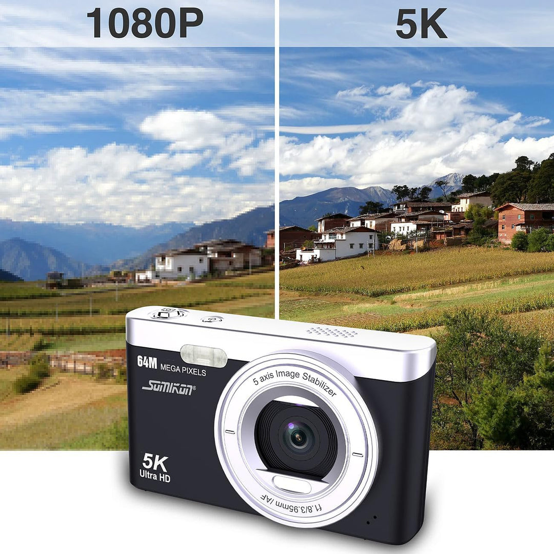Somikon Digitalkamera: Digitale Kompaktkamera mit 64 MP, 5K, Autofokus, 16-facher Digitalzoom (Fotok