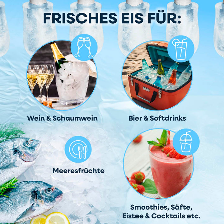 GOURMETmaxx Eiswürfelbereiter 150 Watt für Camping &amp; Co. – kein Wasseranschluss nötig | Eiswürfelmas