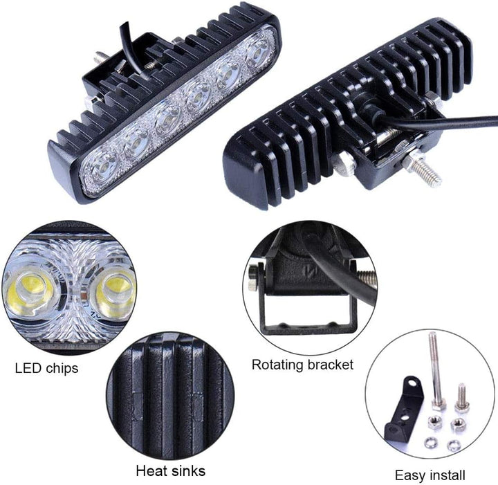 LED Arbeitsscheinwerfer, 18W LED Scheinwerfer 12v-24V Zusatzscheinwerfer Auto Flutlicht Arbeitslicht
