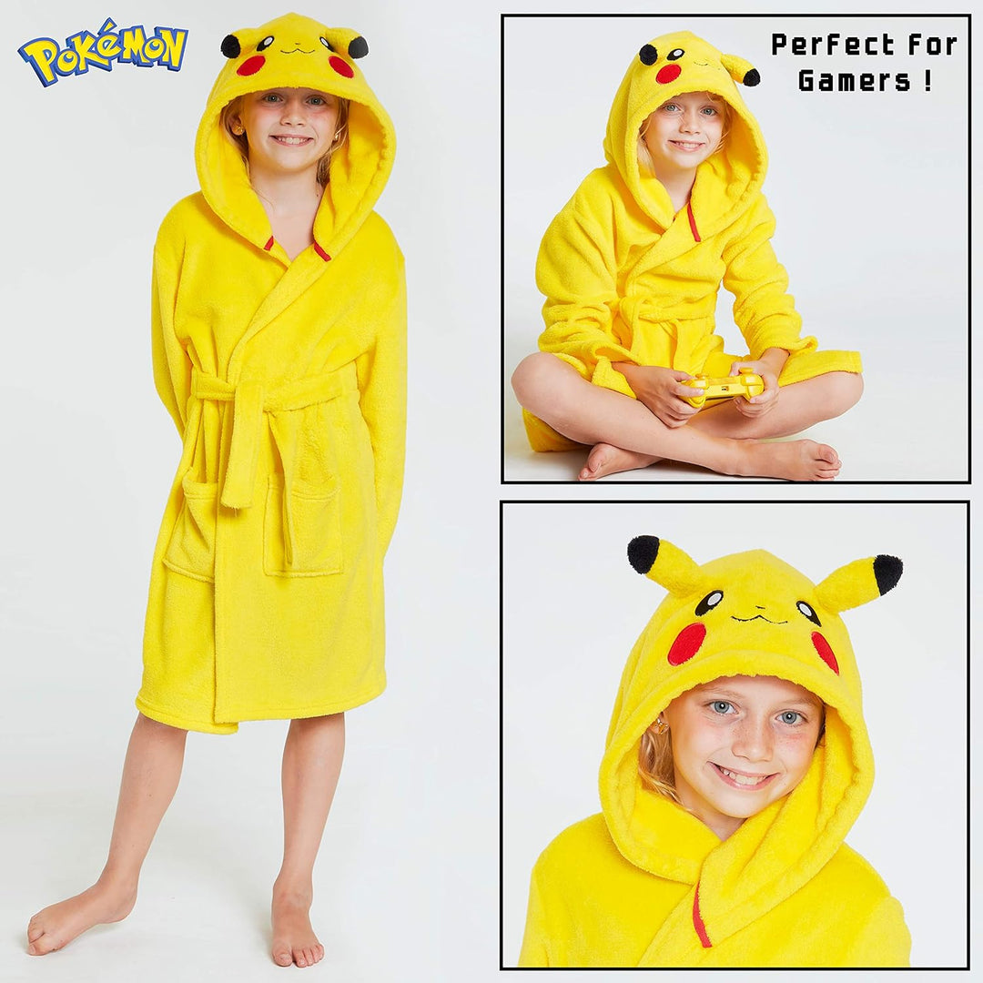 Pokemon Bademantel Kinder, Pikachu Morgenmantel Flauschig, Fleece Bademantel Jungen und Madchen, Mor