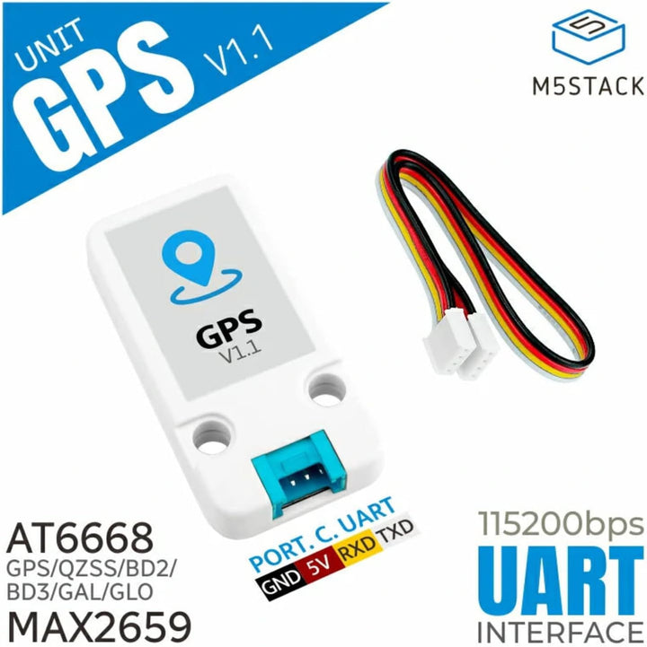 M5Stack GPS/BDS Modul v1.1 (AT6668) – GNSS Navigationsmodul mit Keramikantenne, Mehrfrequenz, Multis