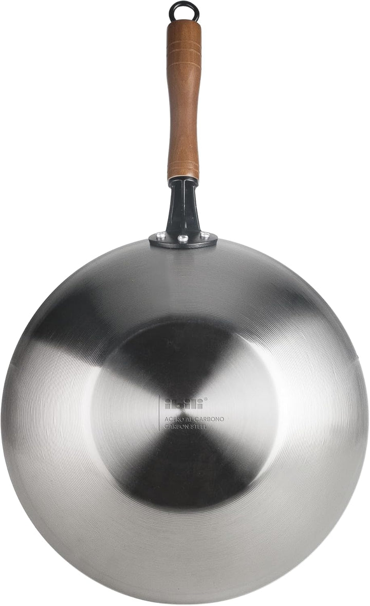 IBILI Karbonsteel Wok aus Karbonstahl, 32 cm, induktionsgeeignet, Wärmespeicherung, langlebig und ro