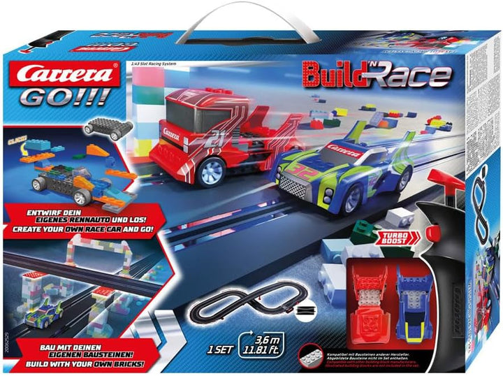 Carrera GO!!! Build 'n Race Rennstrecken-Set für Kinder ab 6 Jahren & Erwachsene I 3,6m elektrische