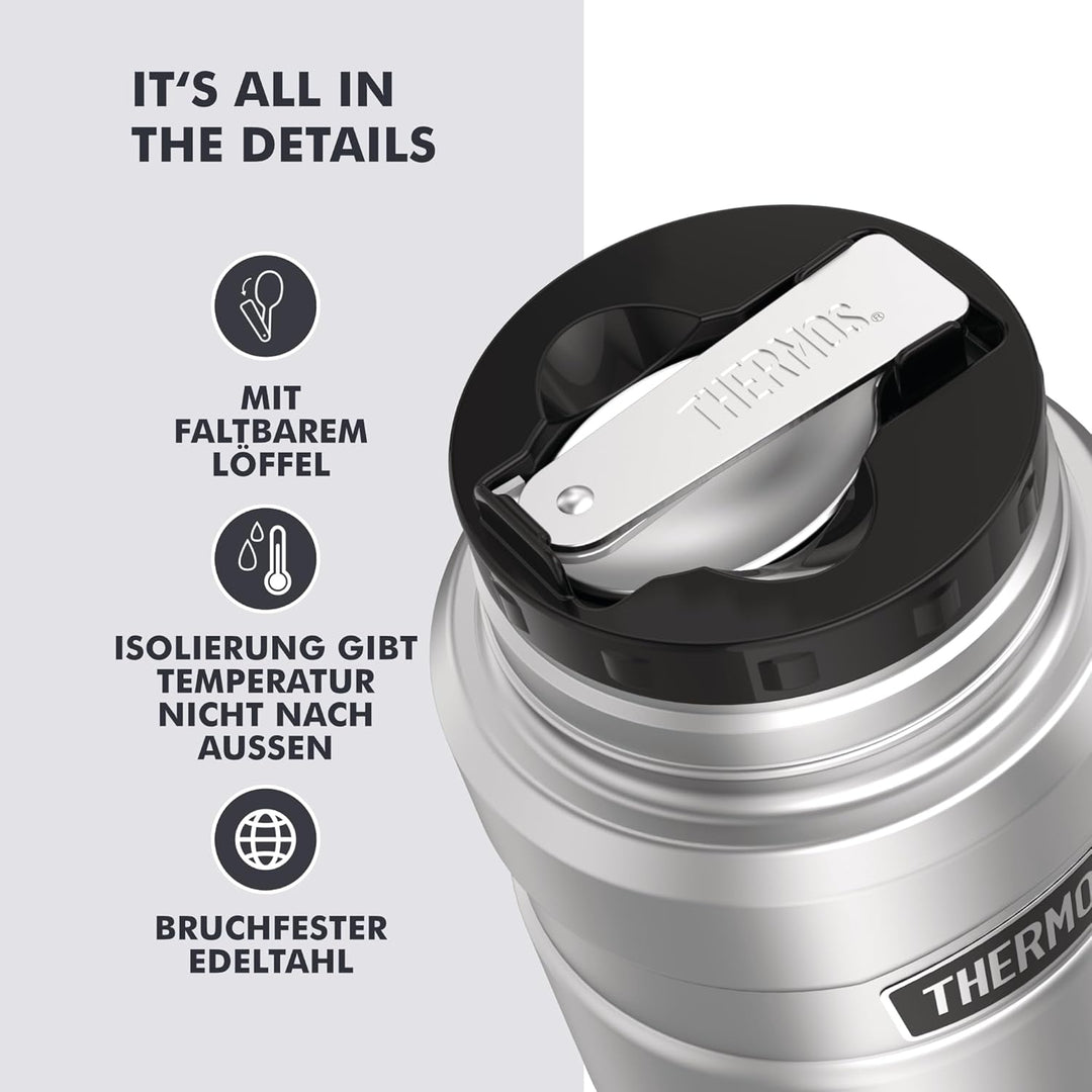THERMOS Thermobehälter gross Lunchpot Stainless King, Edelstahl mattiert 470ml, Speisegefäss für Ess