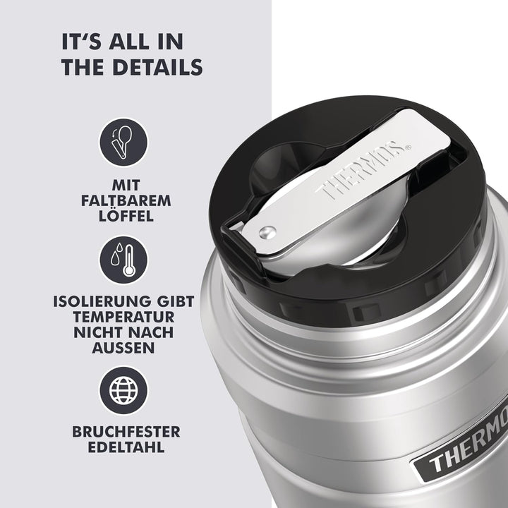 THERMOS Thermobehälter gross Lunchpot Stainless King, Edelstahl mattiert 470ml, Speisegefäss für Ess