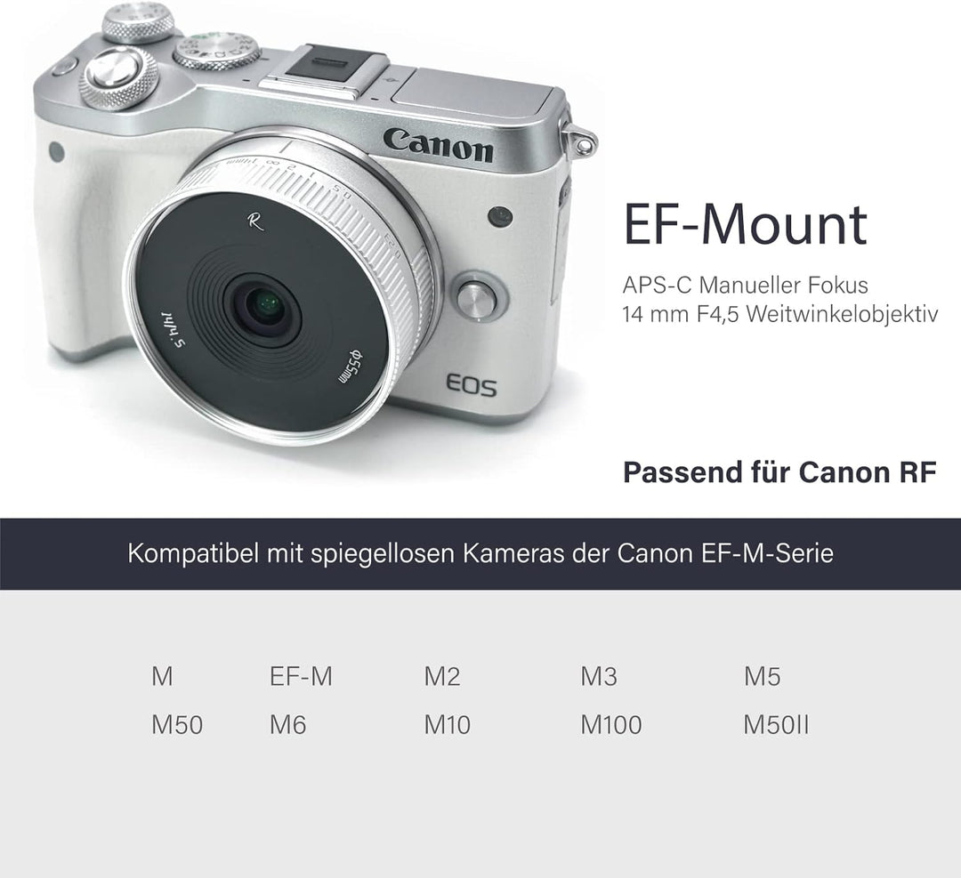 AstrHori 14 mm F4,5 Ultraweitwinkelobjektiv Manuelles APS-C Objektiv Starke Anti-Verzerrung Kompatib
