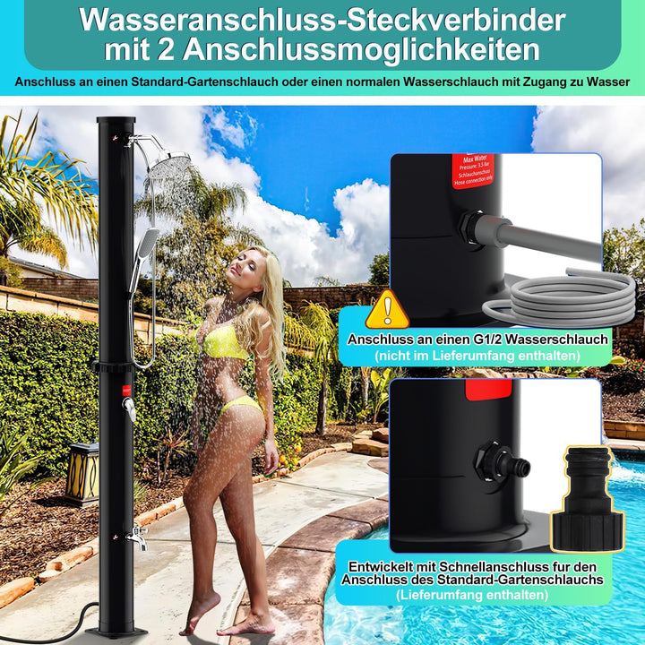 Randaco Solardusche Solar Gartendusche warmes Wasser Bis Zu 60°C Ohne Stromanschluss Pooldusche Camp