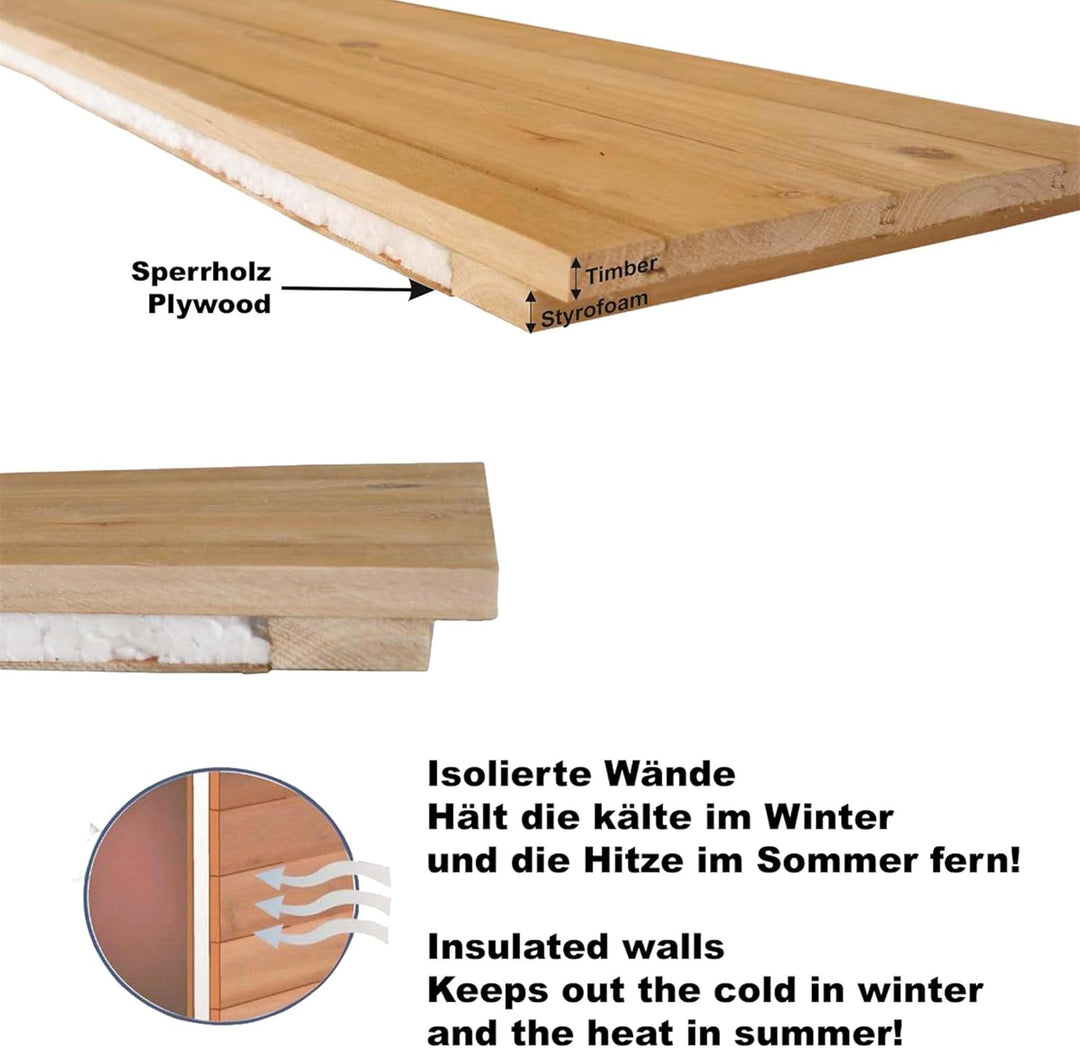 Wiltec Grosses Katzenhaus 99 x 52 x 42 cm aus Holz, Katzenhütte für Garten oder Terasse, Wurfkiste i